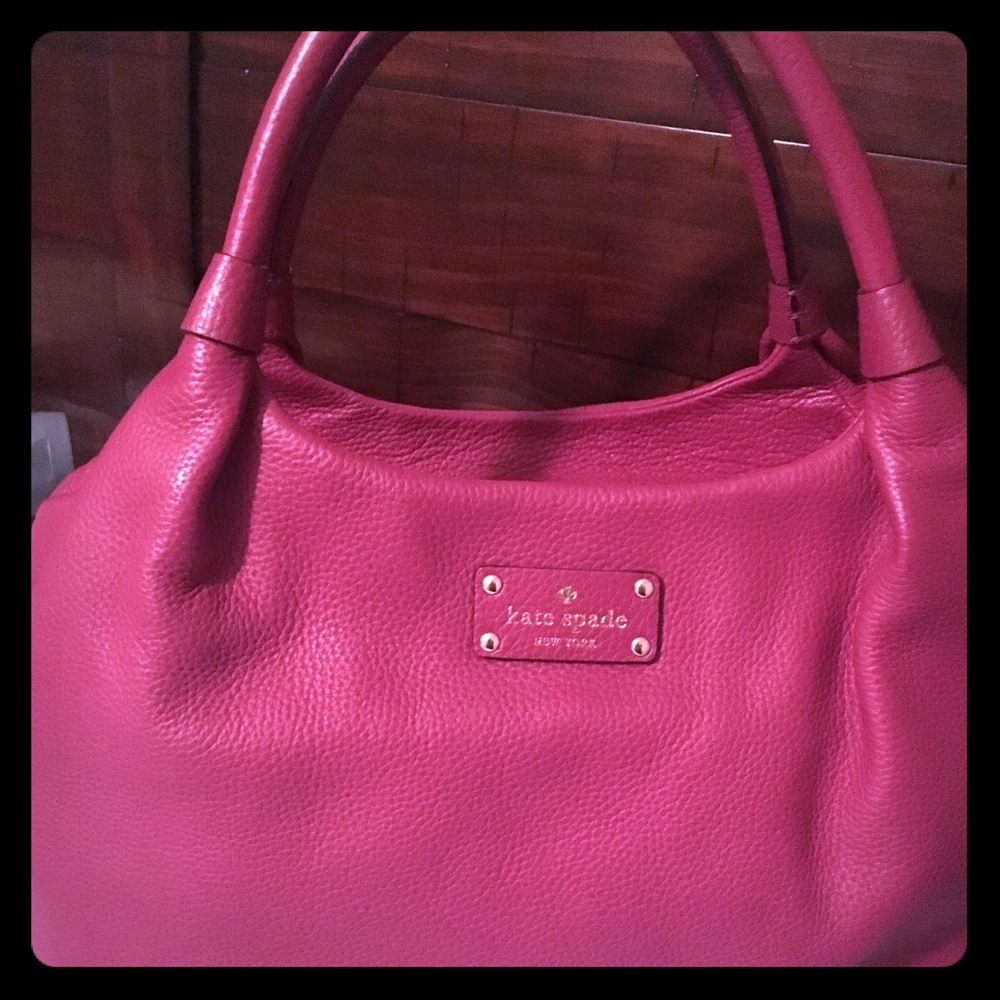 KATE SPADE GORGEOUS LEATHER BAG RED PLUM HAND BAG.